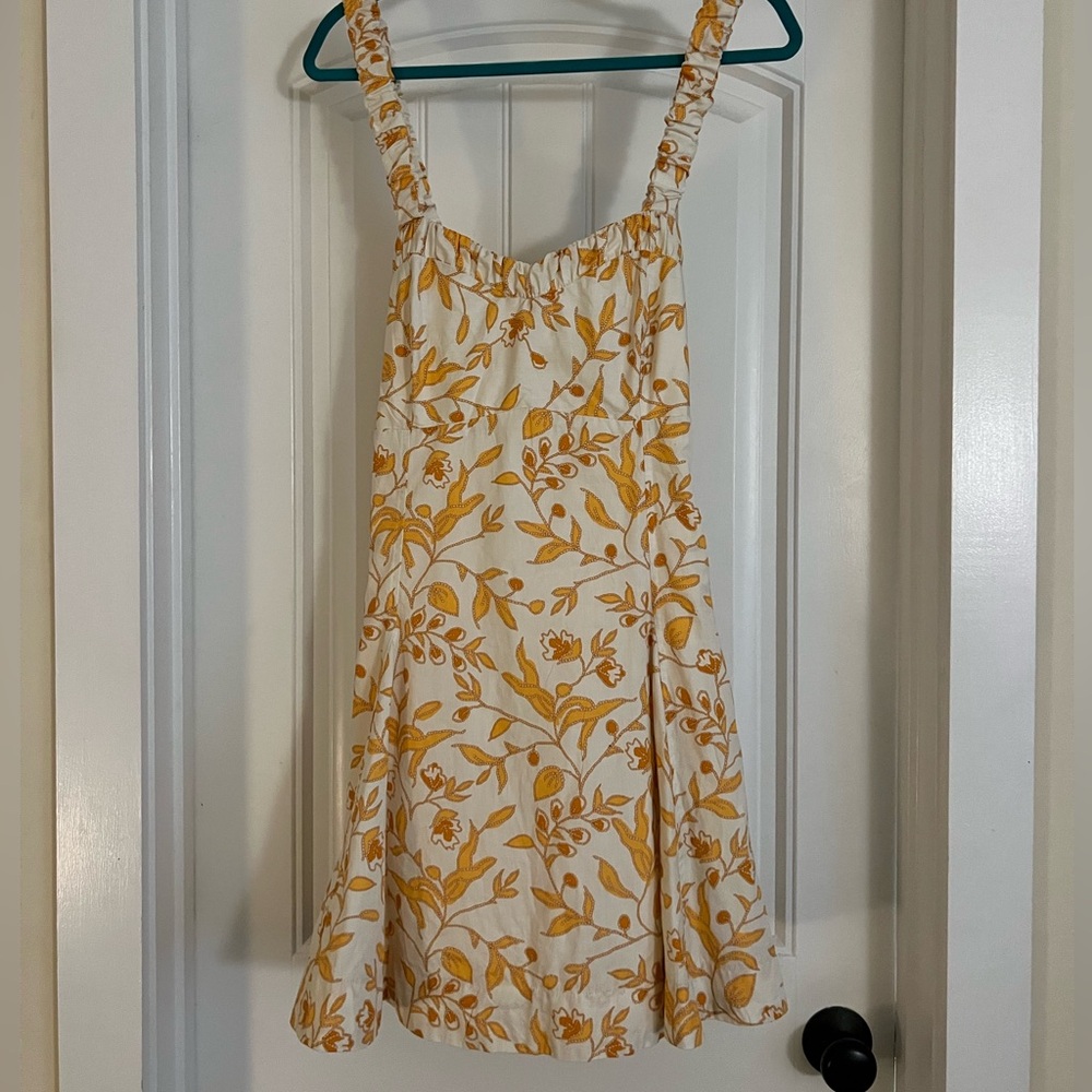 Anthropologie Maeve White and Orange Mini Dress